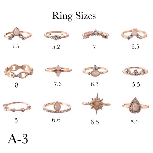 12 Pcs Boho Gypsy Gold, Crystal & Opal Ring Set - Picture 16 of 16
